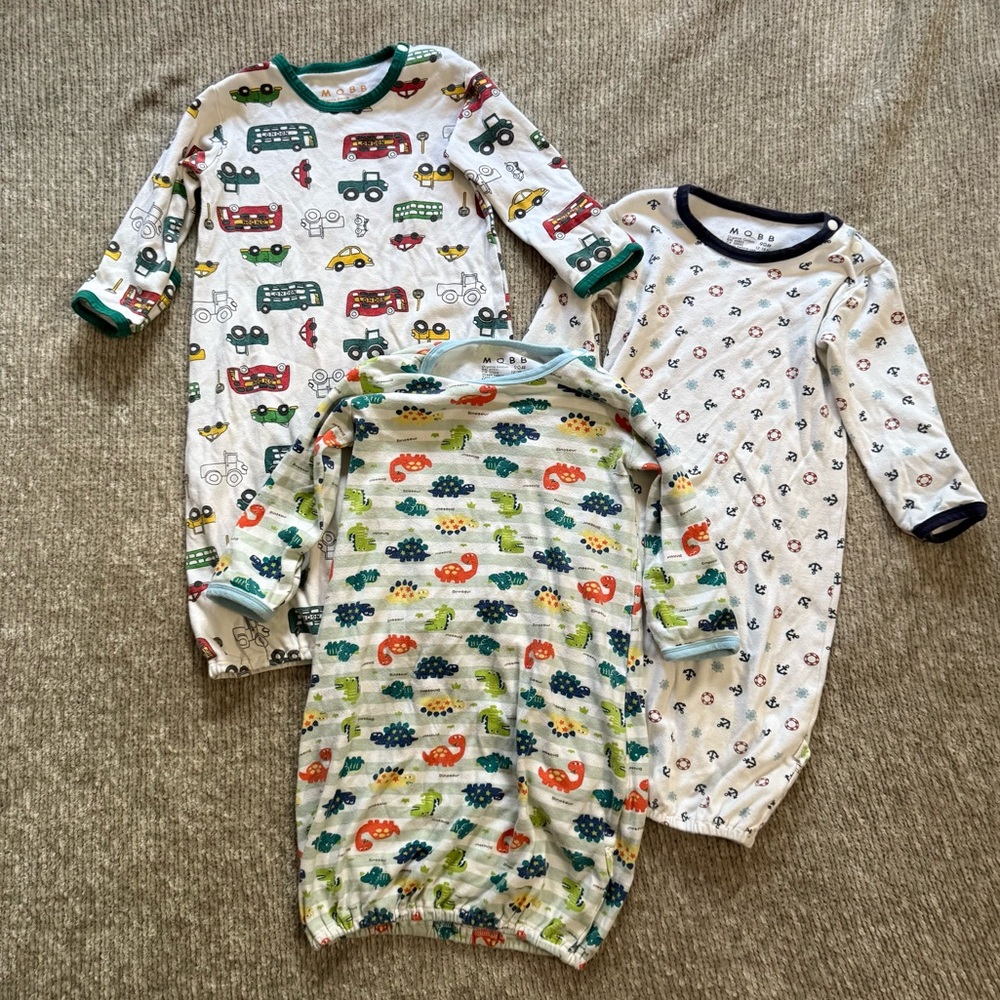 MQBB Baby‎ Gowns Bundle 12-18M Organic Cotton Dinosaur Nautical Car Print
